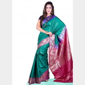 Beautiful color combination of Silk Katan Share from Tangail with blouse piece